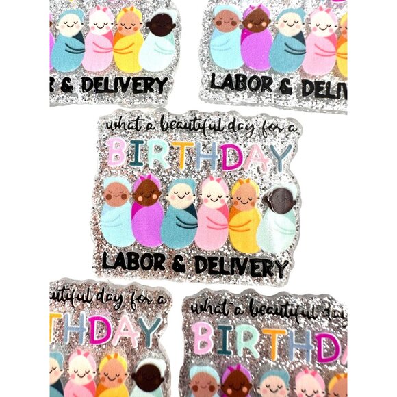 10 pc glitter Labor and Delivery RN Nurse acrylic flat back charm for badge reel - Picture 2 of 3